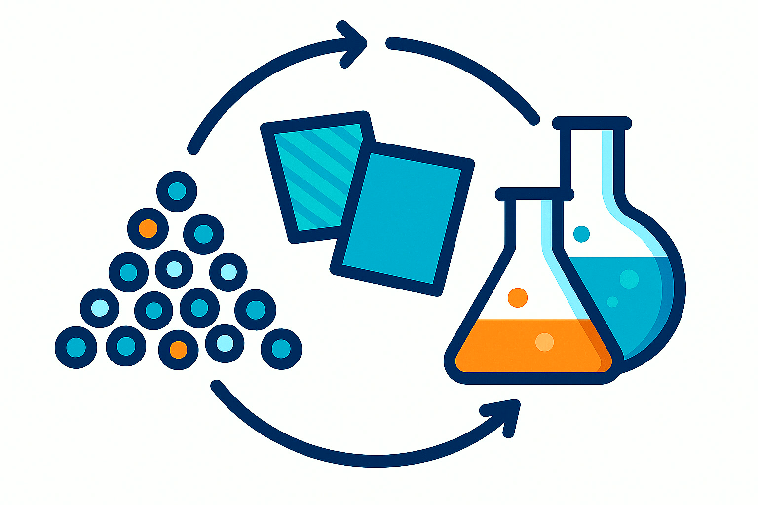 Illustration de matériaux de laboratoire disposés en boucle circulaire