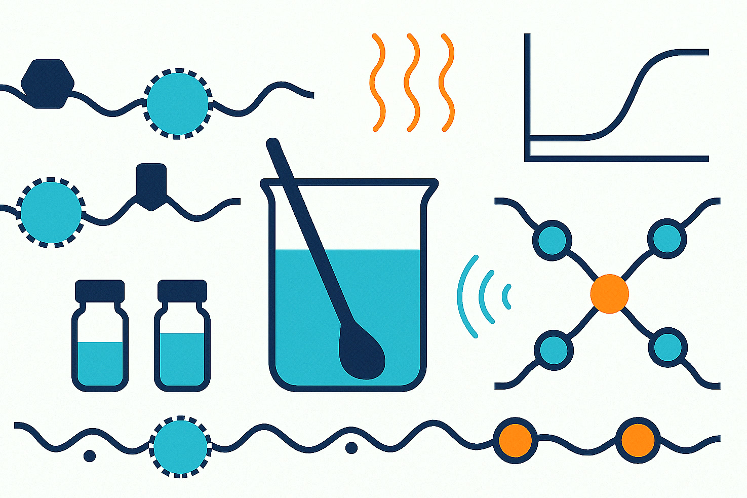 Illustration de la chimie des isocyanates bloqués, de l'activation thermique et de la formation d'un réseau polymère réticulé