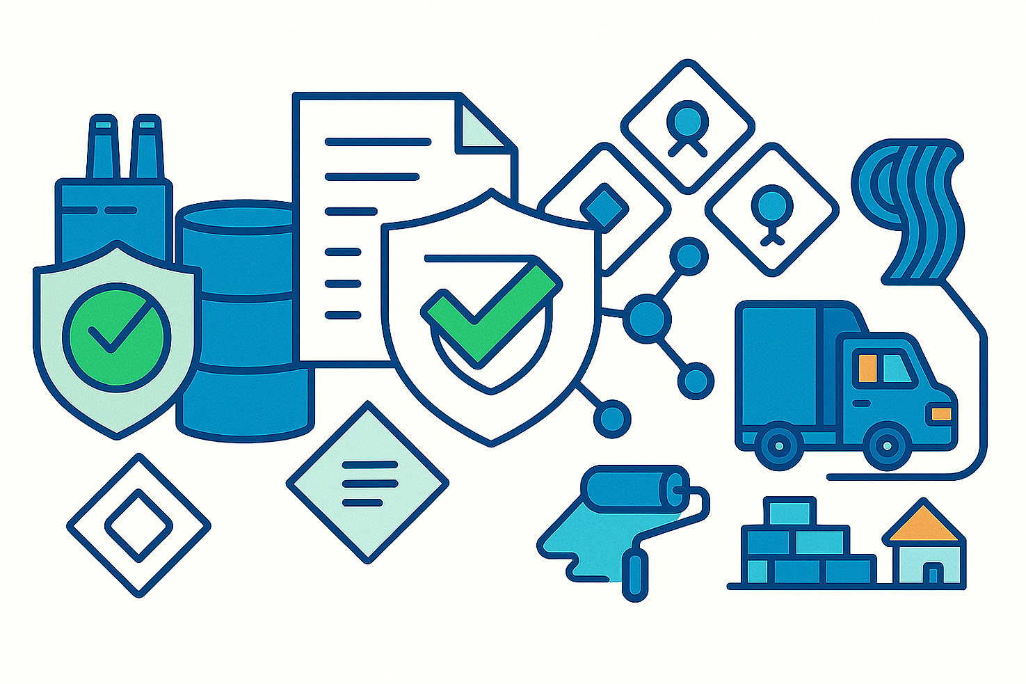 Illustration de la traçabilité par lot, de la documentation, de la logistique et des applications industrielles en aval dans la chaîne de valeur de la chimie spécialisée